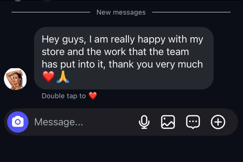 DM testimonial starting with hey guys