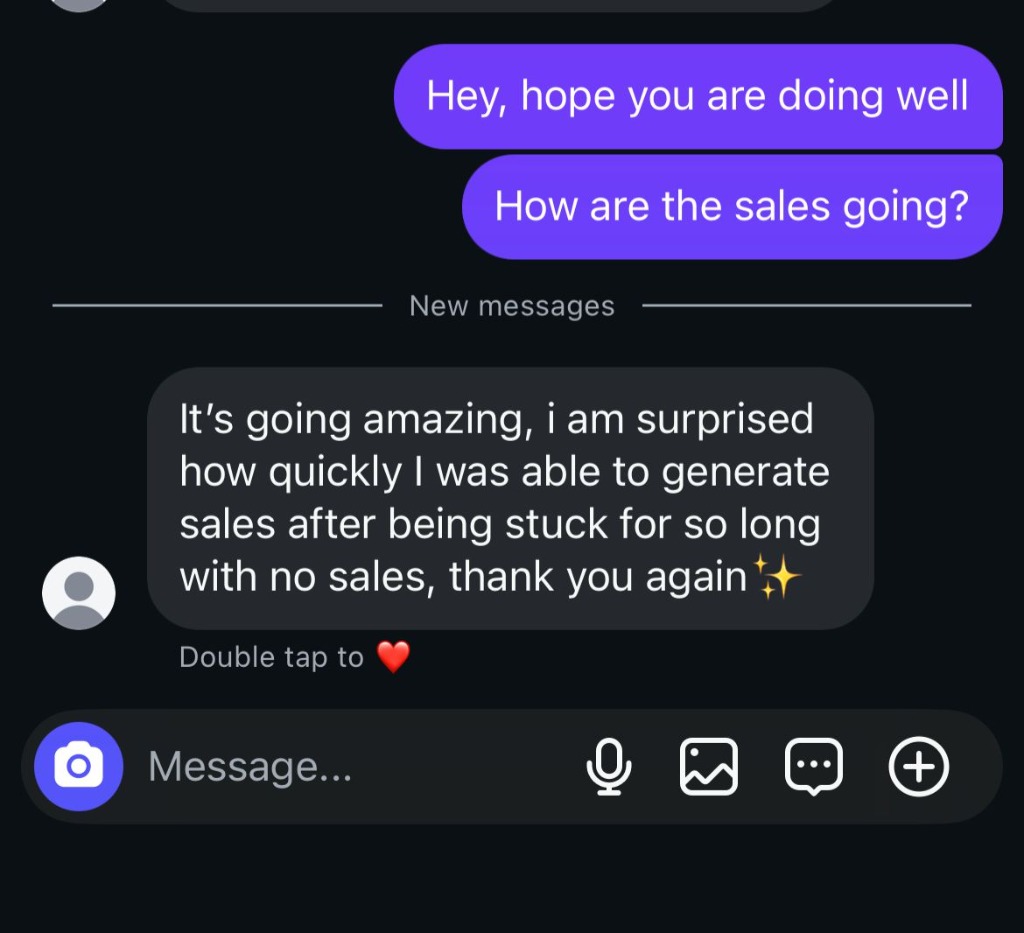 DM testimonial conversation